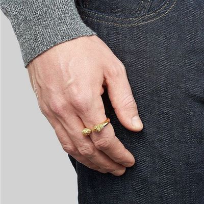 Düzenlenebilir Erkek Aslan Kafa Yüzüğü 18K Altın Boyutu 5 - Boyutu 10 Bakır Aslan Yüzüğü