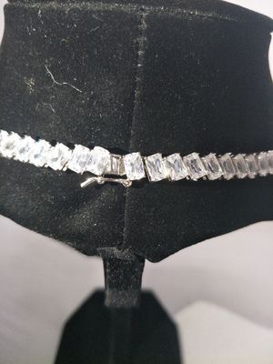 Rhodium kaplamalı Bling Bling Kolye 16 inç Beyaz Tenis Kolyesi