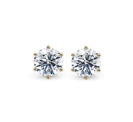 Altı Pençesi Beyaz CZ Stud küpe 925 Sterling Gümüş 18K Kübik Zirconia Stud Küp