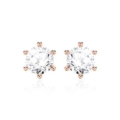Altı Pençesi Beyaz CZ Stud küpe 925 Sterling Gümüş 18K Kübik Zirconia Stud Küp