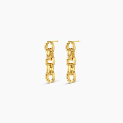 18K Altın Drop Dangle Zincir Küpe Rhodium Kaplama Kalın Zincir Küpe
