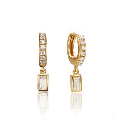 925 Sterling Gümüş Altın kaplama Dangle küpe yıldönümü için, nişan.