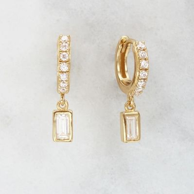 925 Sterling Gümüş Altın kaplama Dangle küpe yıldönümü için, nişan.