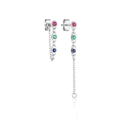 Drop Bezel Beyaz Elmas 925 Sterling Gümüş Zincir Kolye Moda