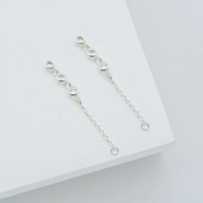 Drop Bezel Beyaz Elmas 925 Sterling Gümüş Zincir Kolye Moda
