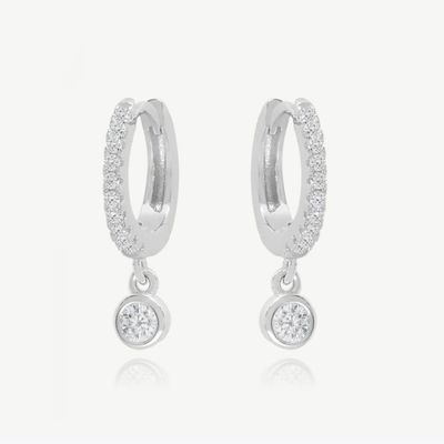 18K altın kaplama S925 Gümüş küçük sargılar Tek bezel taş halkalar Kadınlar için küpeler
