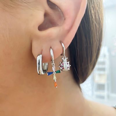 KÜTÜP KÜTÜP Gerçek 18K Altın Kaplama Huggie Sterling Gümüş 925 Kadınlar Kızlar için Mücevher
