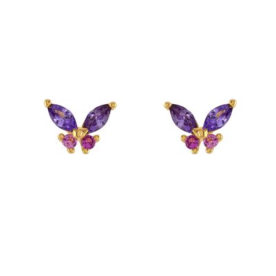 18K Altın Markize Kesim Turkuaz CZ 925 Sterling Gümüş Kelebek Stud Kulaklıkları Kadınlar için