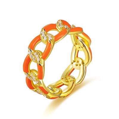 925 Sterling Gümüş Twist Ring Altın Kaplama Enamel Kadın Nişan Bandları