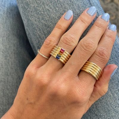 18K altın kaplamalı gökkuşağı bageti kesim CZ Multi Fashion 925 Sterling Gümüş Kadın yüzükleri