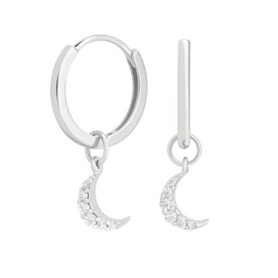 Dangle Moon Hoop Kulaklık 925 Gümüş Kadınlar için Brezilya Altın 18K Özel Mücevher