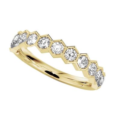 US5-US11 Honeycomb Wedding Band Altın 925 Sterling Gümüş Yüzük
