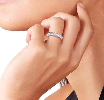 US5-US11 Honeycomb Wedding Band Altın 925 Sterling Gümüş Yüzük