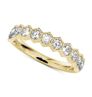 US5-US11 Honeycomb Wedding Band Altın 925 Sterling Gümüş Yüzük