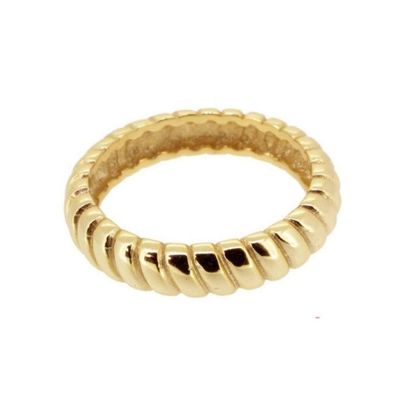 Genişliği 6 mm Gümüş Twist Nişan Yüzüğü 18K Altın Rodyum Rengi Twist Gümüş Yüzük