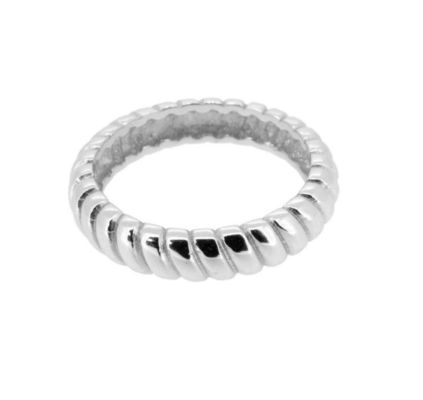 Genişliği 6 mm Gümüş Twist Nişan Yüzüğü 18K Altın Rodyum Rengi Twist Gümüş Yüzük
