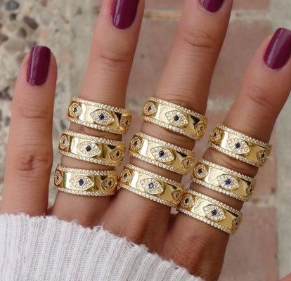 Mavi Sapphire Beyaz CZ Gözler Kadınlar Sonsuzluk Takımı Bakır Sonsuzluk Yüzüğü Kadınlar İçin