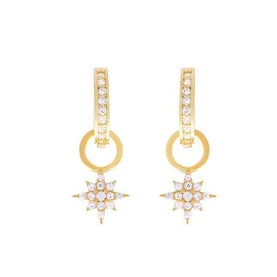 925 Sterling Gümüş Mini Starburst Pave CZ Huggie Bileklikleri Hızlı ve Güvenli Nakliye