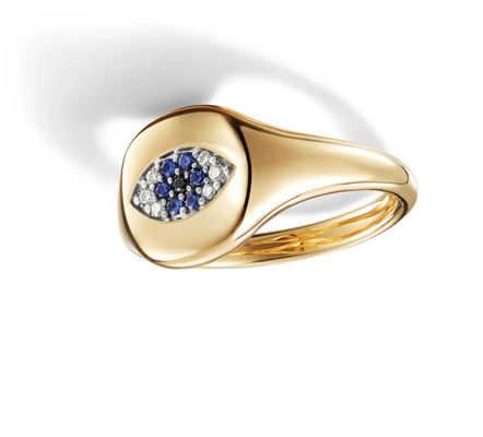 Brezilya Kablo Koleksiyon Malzemeleri Evil Eye Mini Pinky Ring 18K Altın Beyaz CZ 925 Gümüş