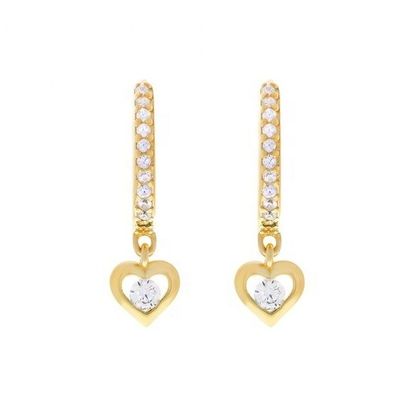 Altın kaplamalı Mini Dangle Heart CZ Huggie küpeleri Görünüşüne bir dokunuş daha ekleyin