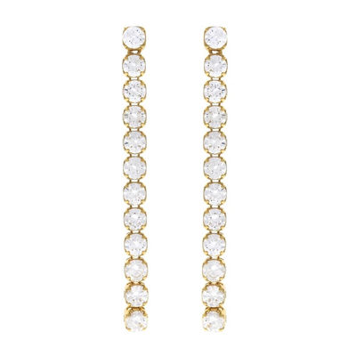Nişan Fırsatı 925 Sterling Glittery Glittery Tennis Zinciri Rodium kaplama küpe