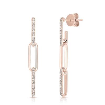 925 Sterling Gümüşlü Retro Paperclip Dikdörtgen Zincir Küpeler Bayanlar Gecesi için