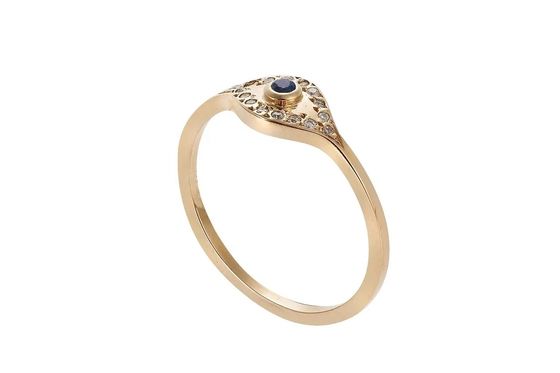 925 Sterling Gümüş Evil Eye Elmas Band Yüzük Gümüş Plating Klasik Stil