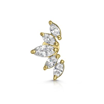 Altın kaplama Rhodium Stud küpeleri Beyaz CZ Kadınlar için Günlük giyim tarzı
