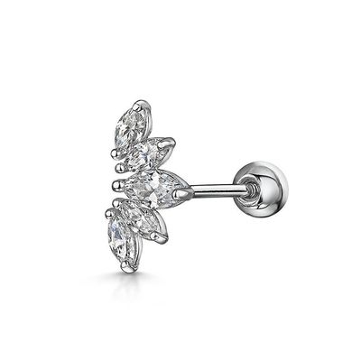 Altın kaplama Rhodium Stud küpeleri Beyaz CZ Kadınlar için Günlük giyim tarzı