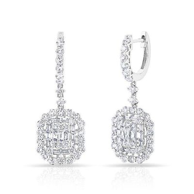 Beyaz CZ küpe 925 Sterling Gümüş Klasik Tarzı Nişan ve Düğün için