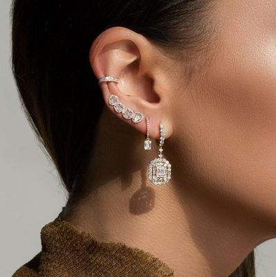 Beyaz CZ küpe 925 Sterling Gümüş Klasik Tarzı Nişan ve Düğün için