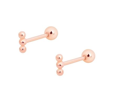Mini Mermeleli Barbell Gümüş Çubuk Kulaklık Geri Döşeme 925 Sterling Gümüş