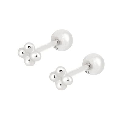 6mm Gümüş Küçük Mermeleli Top Barbell Stud Kulaklıkları Vuruşlu Arkaplanlar Mücevher