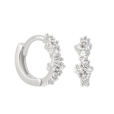 Çiçek şeklinde beyaz CZ 925 Sterling Silevr Huggies Kadınlar için küpeler