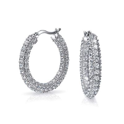 925 Sterling Gümüş Gelinlik Pave Beyaz CZ moda öncü gelinler için küp küpe