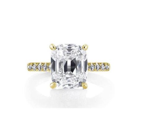 Beyaz CZ 925 Sterling Gümüş Nişan Yüzüğü 18K Altın Kaplama Baguette Cut