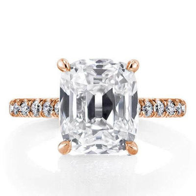 Beyaz CZ 925 Sterling Gümüş Nişan Yüzüğü 18K Altın Kaplama Baguette Cut