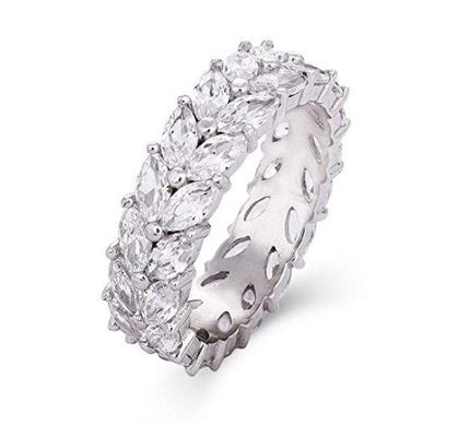 925 Sterling Silver Marquise White Gold CZ Eternity Band Rings Express Service DHL