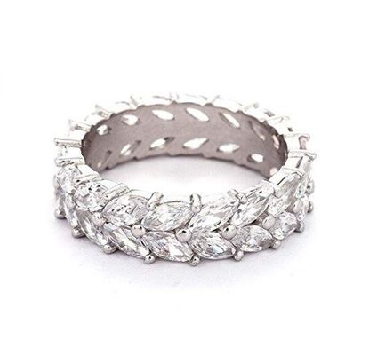 925 Sterling Silver Marquise White Gold CZ Eternity Band Rings Express Service DHL