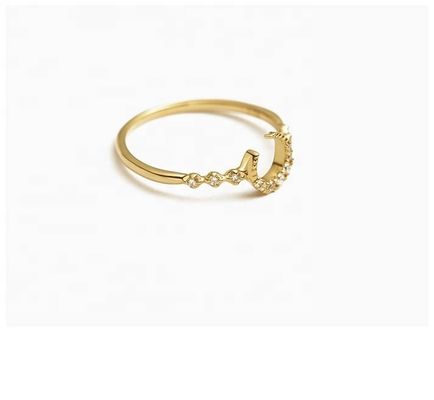 Erkekler için ince sterlin gümüş 925 Custom Moon Ring 14k 18k 24k Altın ile Brezilya'dan 2022
