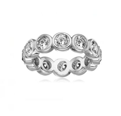 CLASSIC Ins 18K Altın kaplama bezel seti CZ Sonsuzluk Bandı 925 Sterling Gümüş Yüzükler