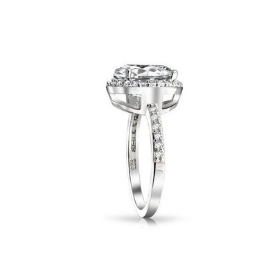 925 Sterling Gümüş 10 mm Beyaz CZ Solitaire Nişan Yüzüğü Ana Taş 10 mm