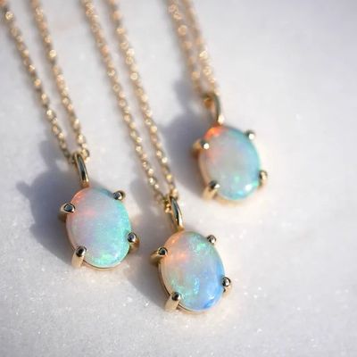 El yapımı 18K Altın kaplama Kolye Prong Yapılandırma Opal Taş 925 Gümüş Kolye