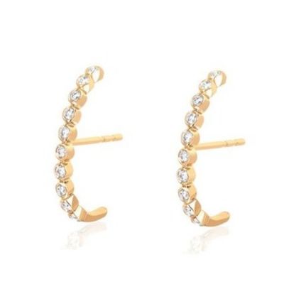 18K Altın Kaplama Bezel Beyaz Kübik Zirkon Kadınlar İçin Kulaklıkları