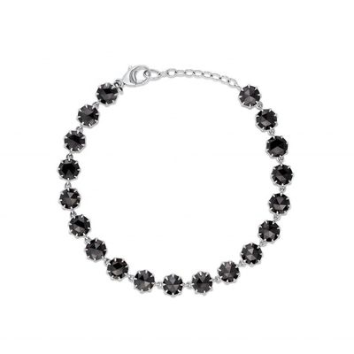 Thorn CZ Elmas Tenis Bileziği Rodyum Kaplama Siyah Gemstone Bileziği