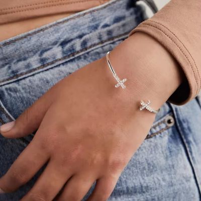 Kırmızı Zırkon 925 Sterling Gümüş Bilezik Çapraz Manşet 18K Altın Bilezik