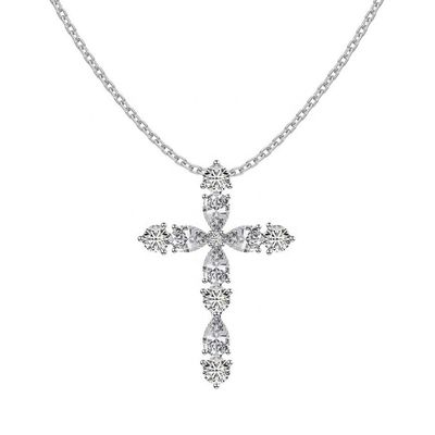 925 Sterling Gümüş Haç Kolye 18K Gümüş Haç ve Zincir Bayanlar