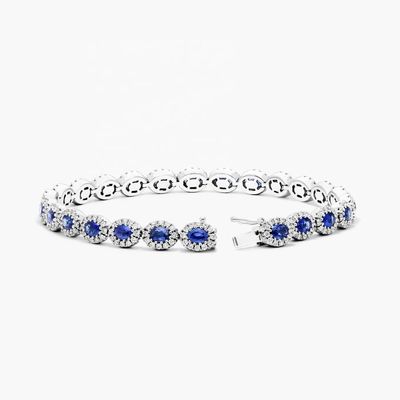 5.7mm Genişlik Zirkon Tenis Bilezik Oval Zümrüt Beyaz 14K Altın Bilezik Kadınlar