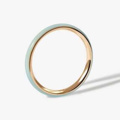Pembe Enamel 18K Altın Kaplama Yüzükler Katı 925 Sterling Gümüş Yükleme Yüzükleri