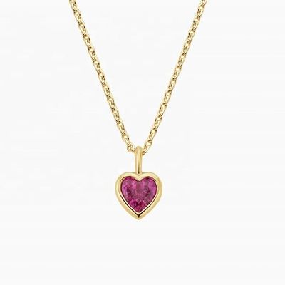 Klasik 925 Sterling Gümüş Kalp Şekilli Zümrüt Bezel Kolye